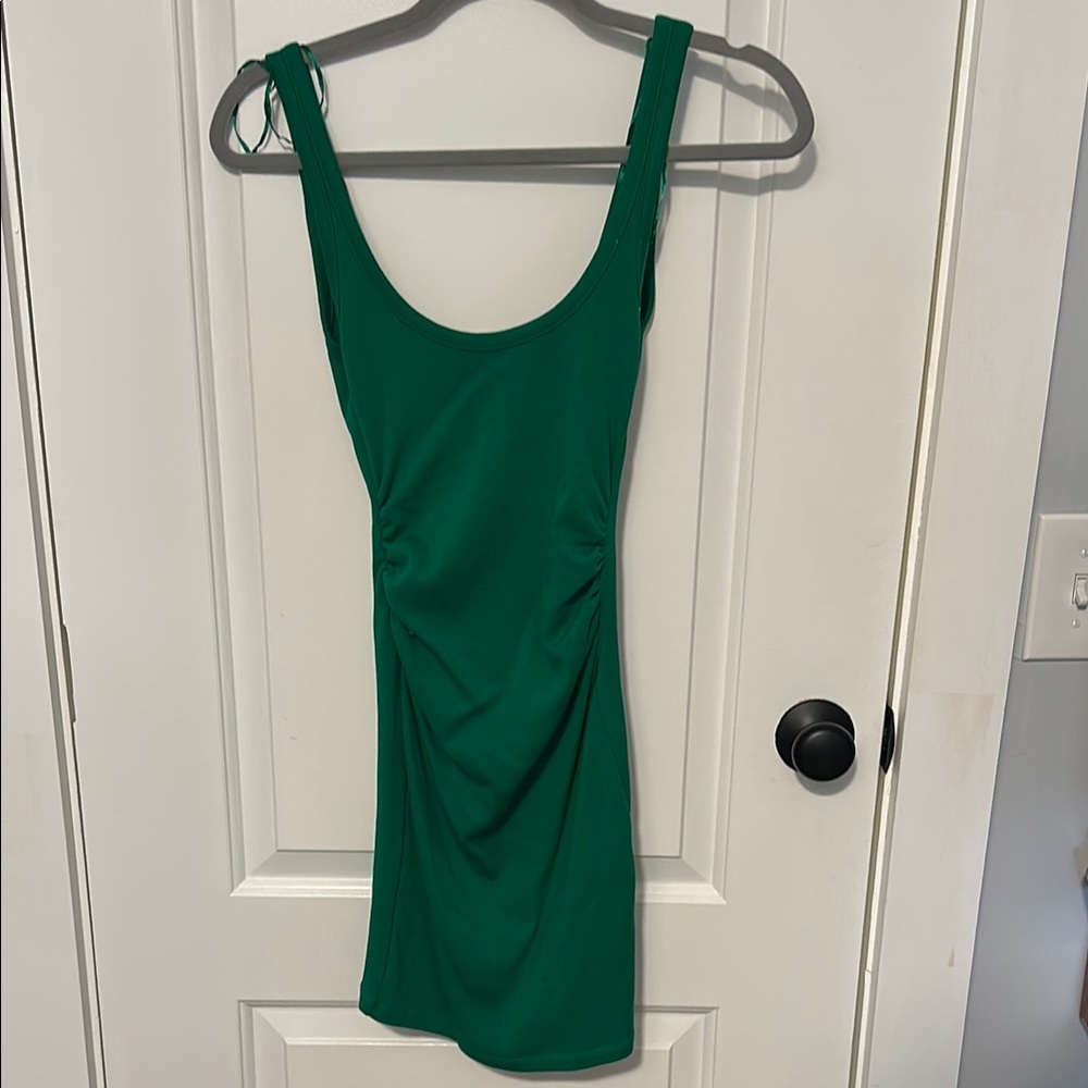 Zara Green Ruched Bodycon Mini Dress